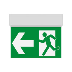 Emergency light for signage, realistic vector illustration. Green exit sign. Design element