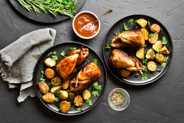 Tasty grilled quails