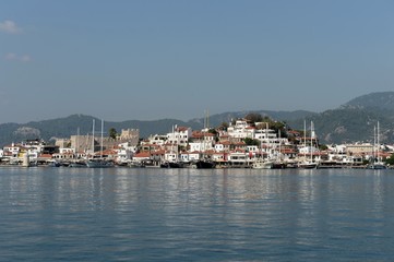 Naklejka na ściany i meble View of the city of Marmaris from the sea. Turkey