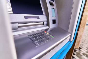 Atm bank for withdrawing cash close up