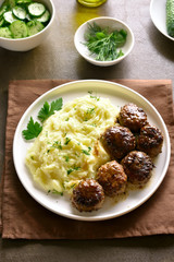 Minced meat cutlets with mashed potatoes