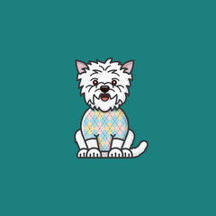 West Highland White Terrier wearing sweater with Argyle pattern vector illustration for Argyle Day