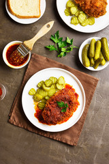 Nashville style hot chicken with pickle