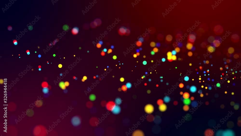 Poster glitter magic multicolored particles fly and glow in viscous liquid with amazing shining bokeh for f