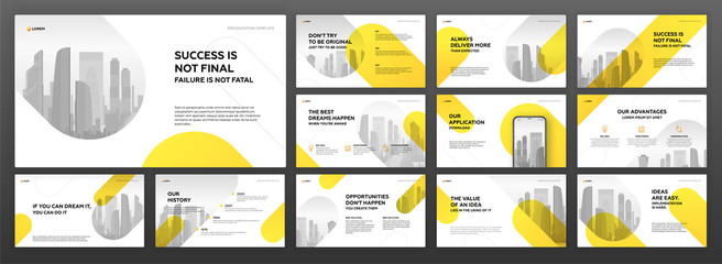 Business powerpoint presentation templates set. Use for modern keynote presentation background, brochure design, website slider, landing page, annual report, company profile.