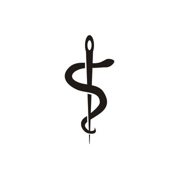 Illustration medical snake caduceus sign logo vector for healthcare design