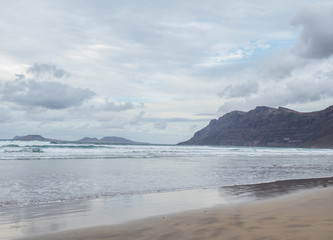 Beach  Caleta de Famara  on island Lanzarote.