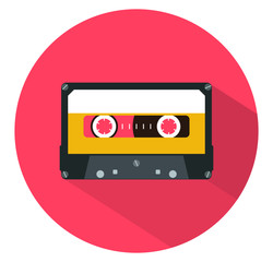 Analog, Audio, Cassette, Compact, White Background Flat color Icon. Vector Icon Template background