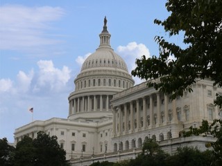 Medium close up of the United States Congress Building in Washington, D.C.
