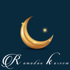 Fototapeta na wymiar Vector illustration of Ramadan kareem islamic design crescent moon arabic calligraphy