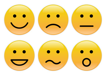 Smiles icons on the white background, vector illustration