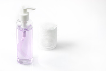 face cleansing lotion care for beauty and skin health on a white background.