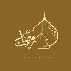 Vector illustration of Ramadan kareem islamic design crescent moon arabic calligraphy