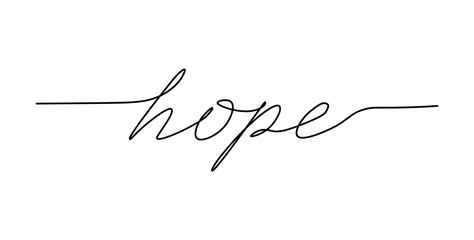 Hope lettering for Print. Modern calligraphy concept. Black word isolated on white background. Vector illustration.