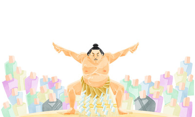 大相撲横綱土俵入りと観客