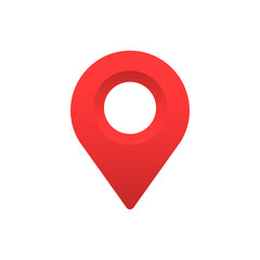 Red map pin. Concept of global coordinate, dot, needle tip, ui. 3D graphic design on white background.