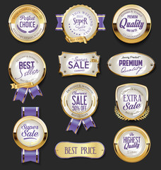 Retro vintage golden badges and labels