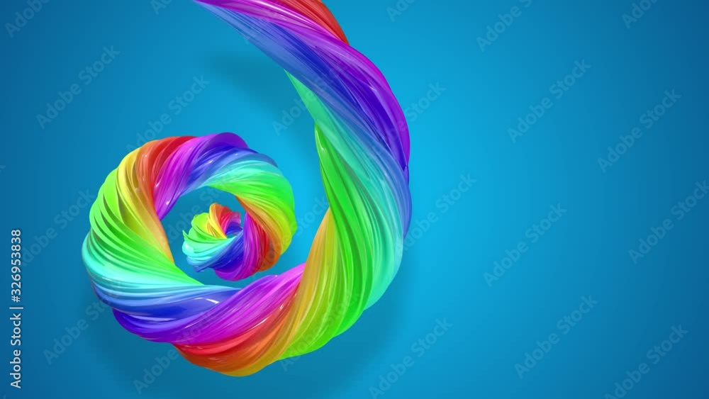 Aufkleber abstract background with rainbow color stripes that moving in a spiral and shiny on blue background 