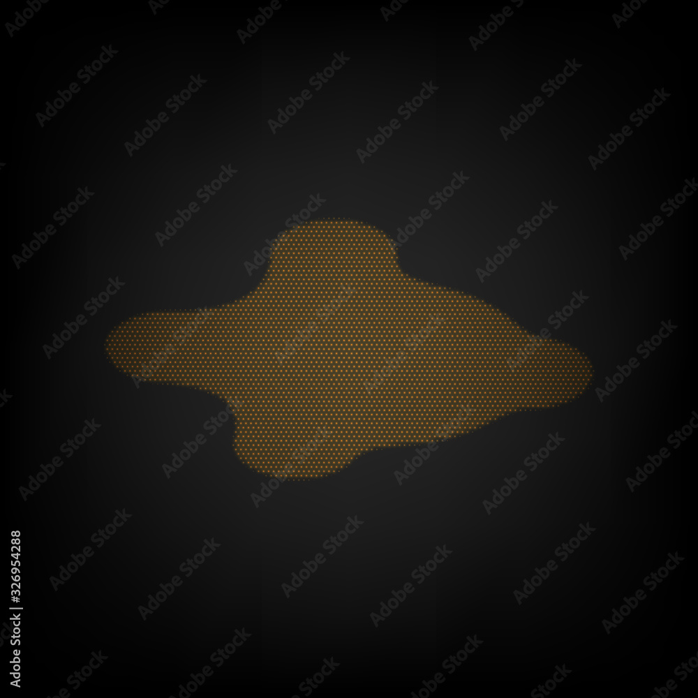 Poster ink blobs sign. icon as grid of small orange light bulb in darkness. illustration.