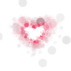 Bubble sparkle pink and gray heart on white background. Illustration.