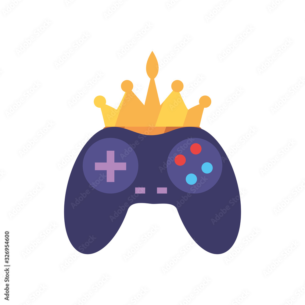 Poster isolated videogame control with crown line style icon vector design