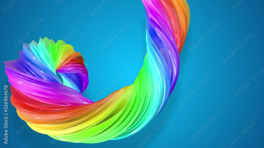 Aufkleber abstract background with rainbow color stripes that moving in a spiral and shiny on blue background 