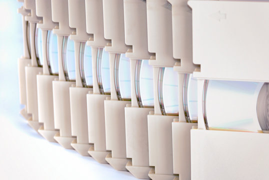 Set of optical storage disks, outdated computer technology concept.