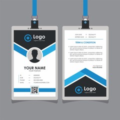 Obraz premium Simple Clean Geometric Blue Id Card Design, Professional Identity Card Template Vector for Employee and Others