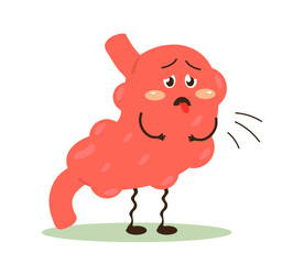 Sick stomach on a white background. Bloating. Vector illustration.