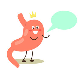 Healthy stomach gives advice on a white background. The medicine. Vector illustration.