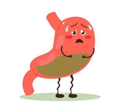 sad red stomach cartoon character clip art preview