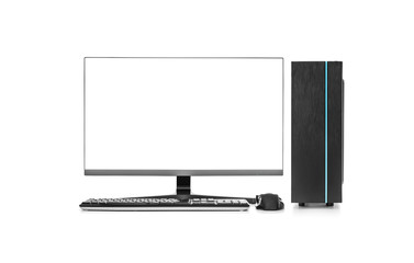 Desktop PC on white background
