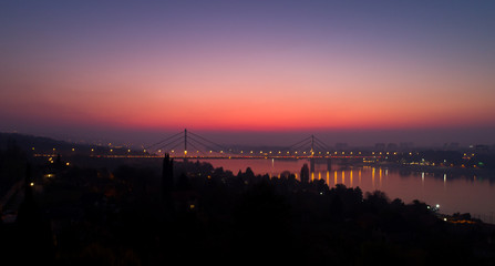 Naklejka premium Night Cityscape from of Novi Sad from Air