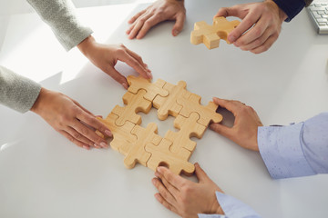 Concept of partnership creative work startup teamwork team business people.