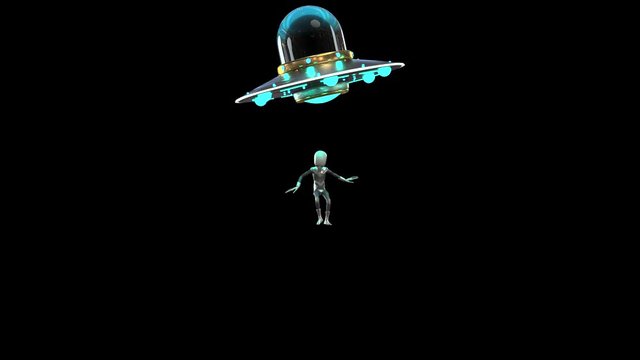 Gray Alien Ray Attractor Alpha Matte Spaceship 3D Rendering Animation