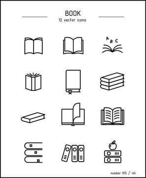 Simple vector images of books, textbooks and catalogs.