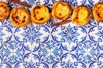 Egg tart, traditional Portuguese dessert, pastel de nata.
