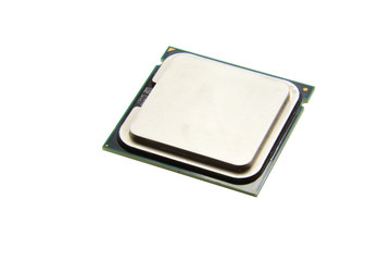 Closeup CPU (Central Processing Unit) or Microchip Computer isolated on white background with clipping path