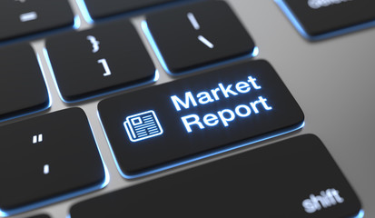 Market report text written on keyboard button.