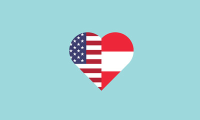 USA Austria heart shape love symbol friendship countries
