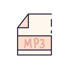Isolated mp3 file note fill style icon vector design