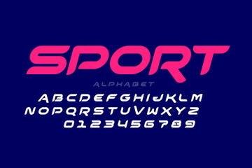 Sport style font design, all caps alphabet letters and