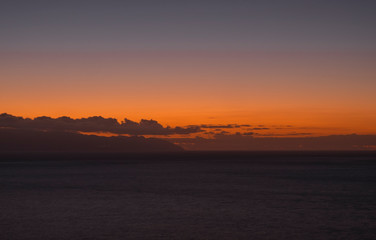 Sunset over Gomera from Los Gigantes Tenerife Spain