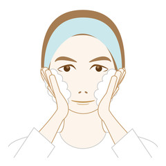 洗顔をしている男性のイラスト