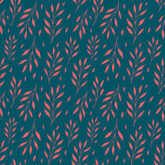 Branches with leaves. Seamless pattern. Design for wrapping paper, print for fabrics. High resolution.