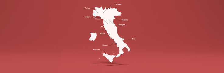 Fototapeta premium white Italy map 3D rendering red background