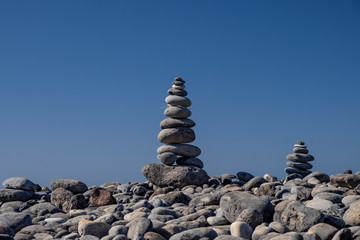 Stack of pebbles on the coast of Adeje Tenerife Spain