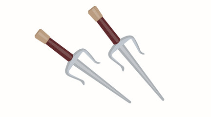 Vector Isolated Illustration of Sai Weapons