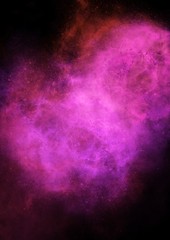 Starry sky. Diamond night. Heavenly radiance. Flashes of light in the sky. Neon gray-blue light from the dark. Magic background for night club design. Mystical smoke.