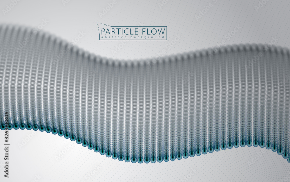 Aufkleber dynamic particles sound wave flowing over grey. blurred dots vector abstract background. beautiful w